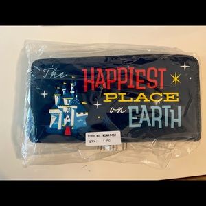 NEW Disneys 65th Anniversary “Happiest Place On Earth” Zip Around Wallet Blue